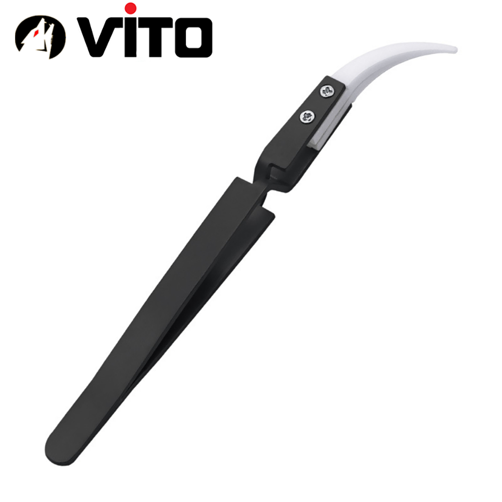 Nhíp Tự Giữ Đầu Sứ Chuyên Dụng Gắp Linh Kiện Chống Tĩnh Điện Cán Thép Không Rỉ VITO