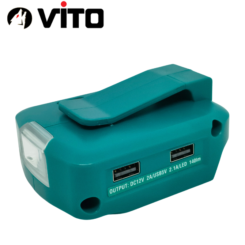 Đế Chuyển Pin Chân MAKITA 40MM Sang 2 Cổng USB Sạc Điện Thoại Và DC 12V VITO