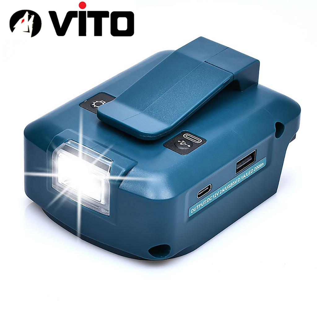 Đế Chuyển Pin Chân MAKITA 40MM Sang 2 Cổng USB Sạc Điện Thoại Và DC 12V VITO