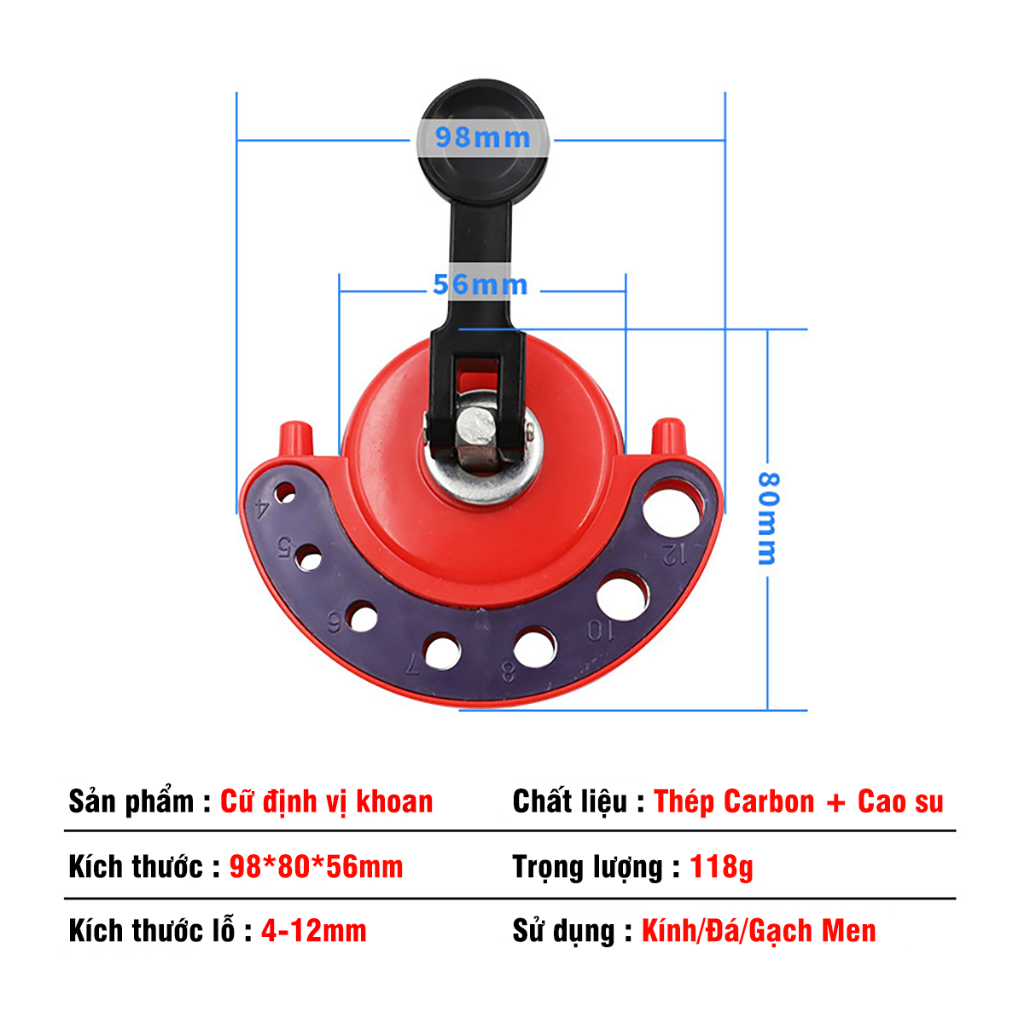 Cữ Định Vị Có Giác Hút Khoan Gạch Men Lỗ 4-12mm Kính Đá Bề Mặt Trơn Dễ Bám VITO