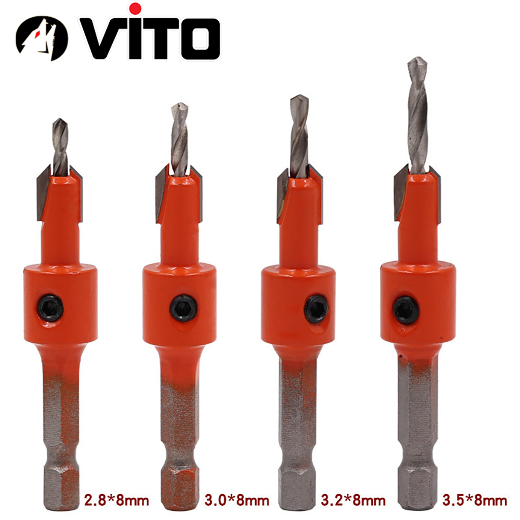 Mũi Khoan Doa Âm Vít Gỗ Chân Lục Giác Vuông Góc 2 Tầng VITO Thép HSS 4341