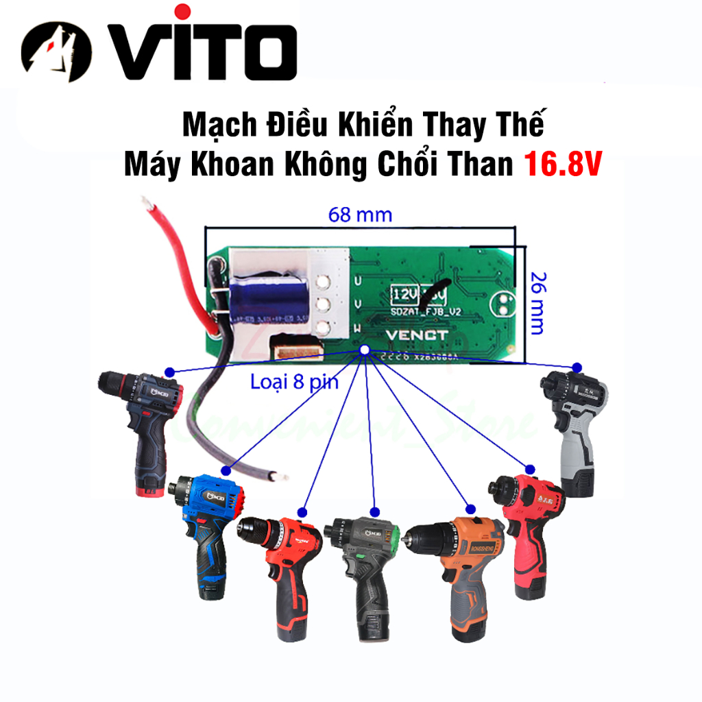 Mạch 16.8V Điều Khiển Động Cơ Không Chổi Than Máy Khoan Bắn Vít Trung Quốc VITO