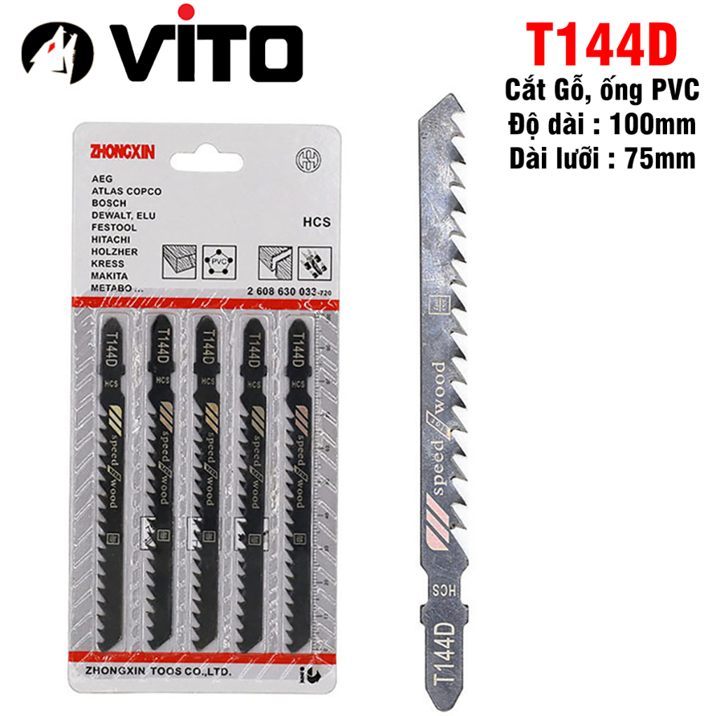 Bộ 5 Lưỡi Cưa Lọng T244D, T127D, T111C, T144D VITO Chất Liệu Thép Carbon Cưa Gỗ, Nhựa