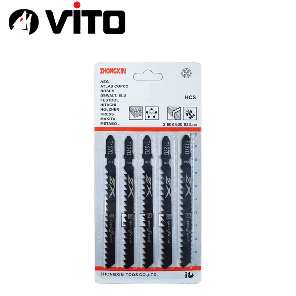 Bộ 5 Lưỡi Cưa Lọng T244D, T127D, T111C, T144D VITO Chất Liệu Thép Carbon Cưa Gỗ, Nhựa