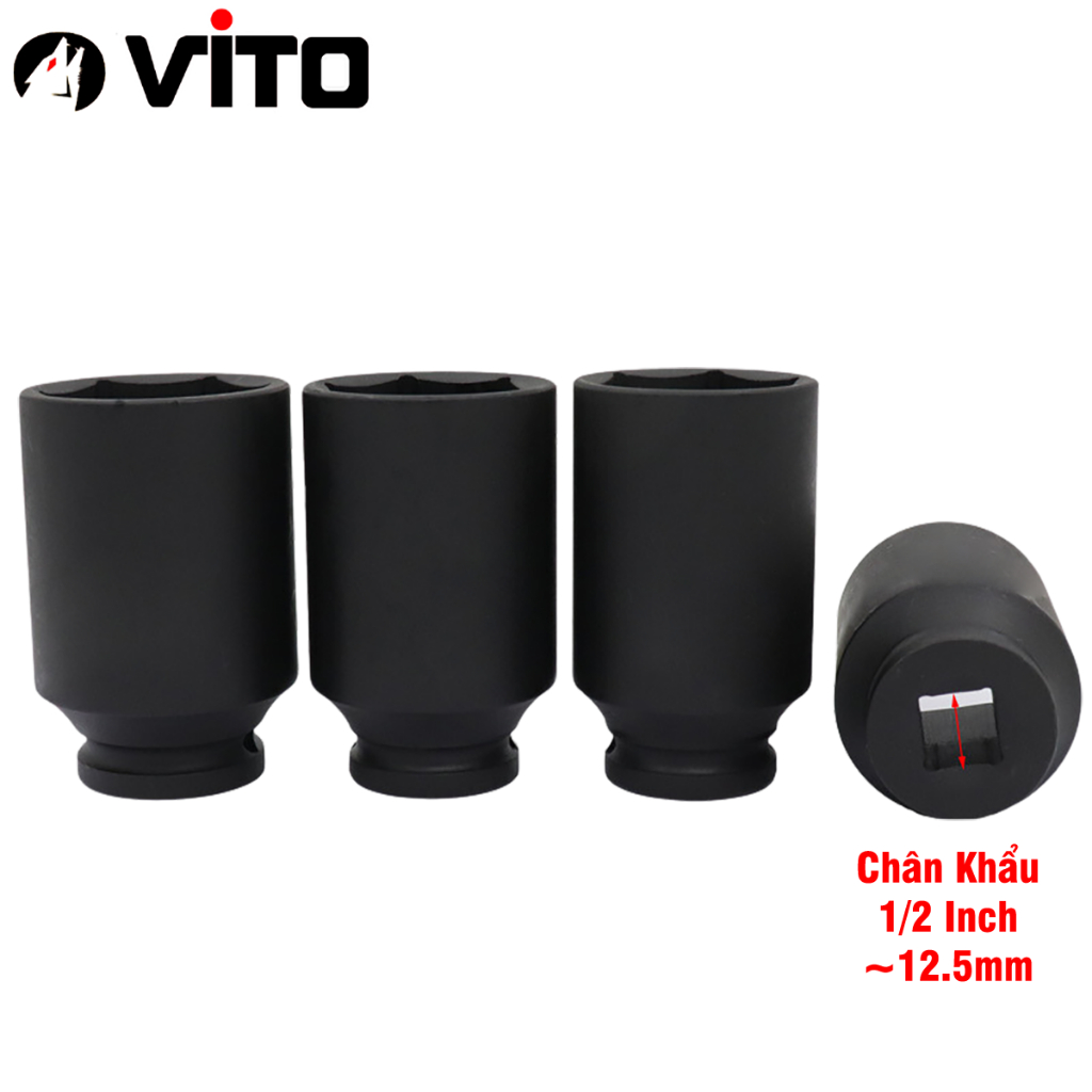 Đầu Tuýp Khẩu Đen CR-MO Kích Thước 34-46MM Dài 78MM Chân 1/2 Inch VITO