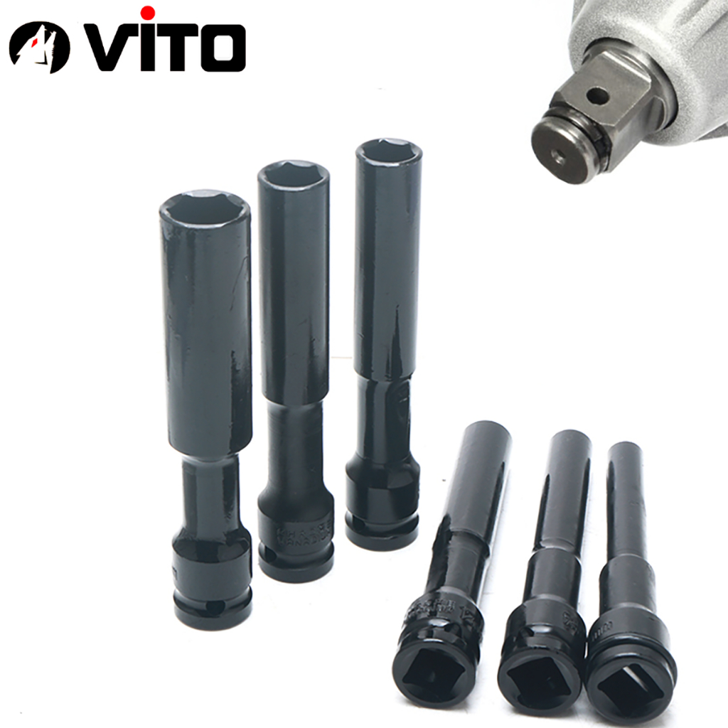 Hộp 9 Chi Tiết (7 Khẩu + 2 Đầu Nối) Ống Khẩu Bulong 8-19mm Dài 120mm Chân 1/2 Inch VITO Thép CR-V