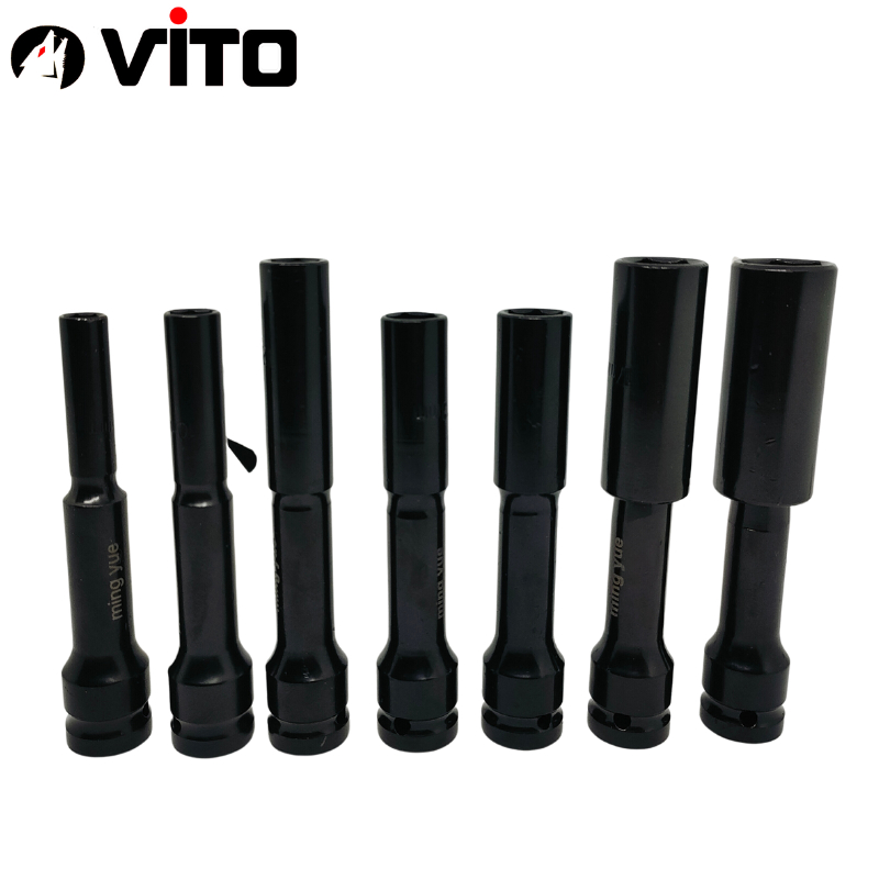 Hộp 9 Chi Tiết (7 Khẩu + 2 Đầu Nối) Ống Khẩu Bulong 8-19mm Dài 120mm Chân 1/2 Inch VITO Thép CR-V