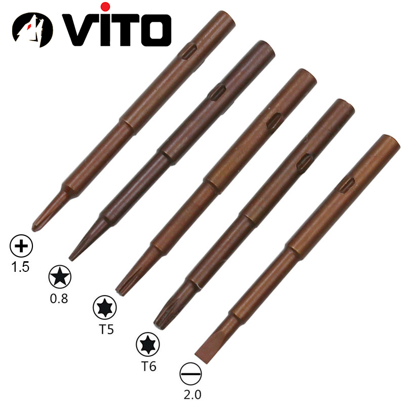 Bộ Tua Vít Sửa Chữa Điện Thoại, Điện Tử 6 Chi Tiết (1 Thân + 5 Mũi Vít) VITO Hợp Kim Chắc Chắn