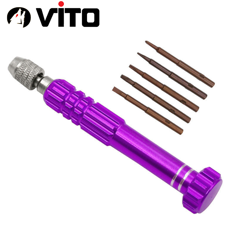 Bộ Tua Vít Sửa Chữa Điện Thoại, Điện Tử 6 Chi Tiết (1 Thân + 5 Mũi Vít) VITO Hợp Kim Chắc Chắn