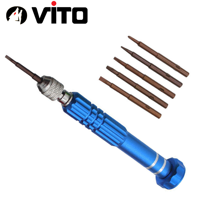 Bộ Tua Vít Sửa Chữa Điện Thoại, Điện Tử 6 Chi Tiết (1 Thân + 5 Mũi Vít) VITO Hợp Kim Chắc Chắn