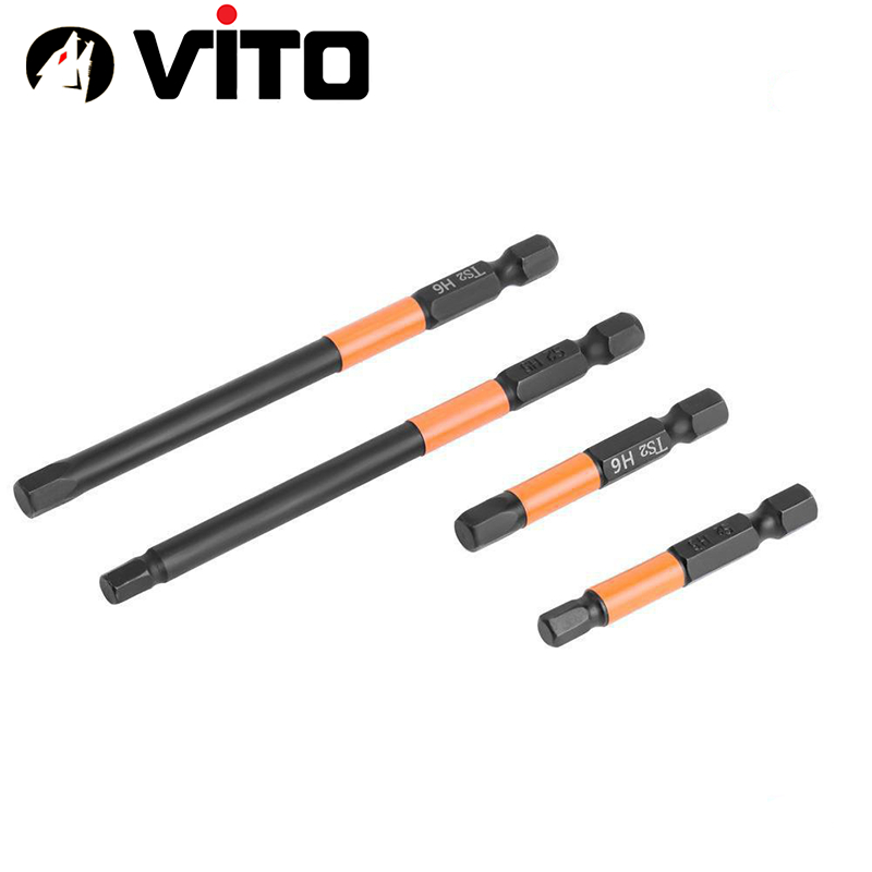 Mũi Vít Lục Giác 6 Cạnh Có Từ Tính VITO Dài 50mm 100mm Kích Cỡ H1.5 H2 H2.5 H3 H4 H5 H6 Thép Đen Độ Cứng Cao