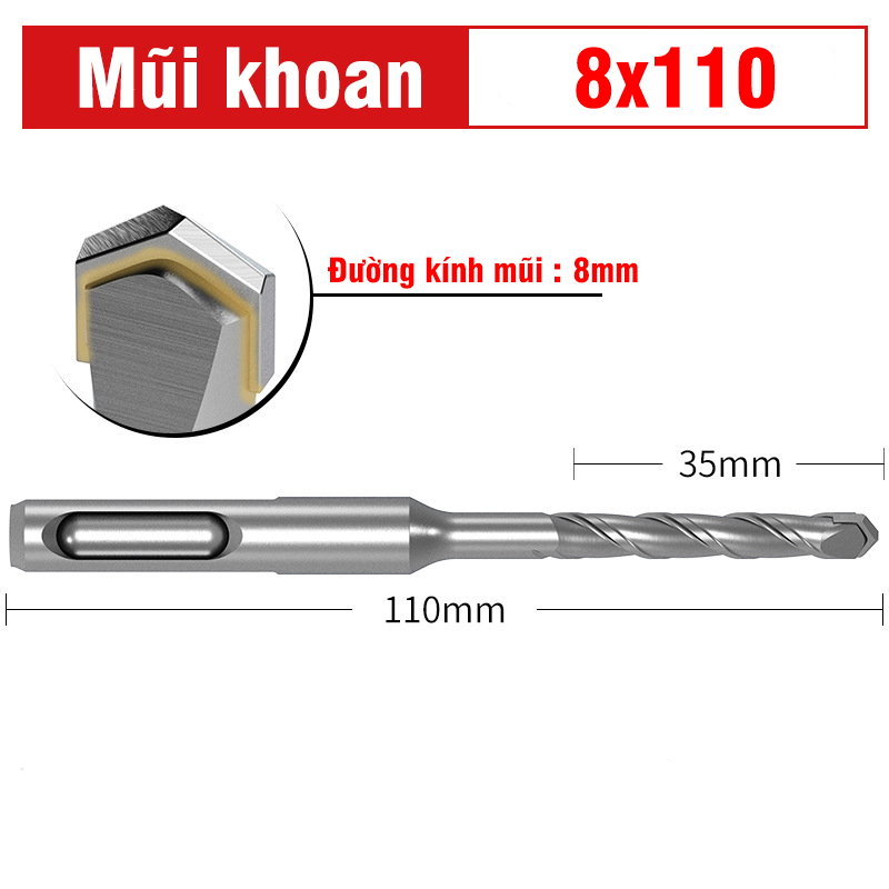 Mũi Khoan Bê Tông VITO Chân Gài SDS Plus Chắc Chắn Thép HSS