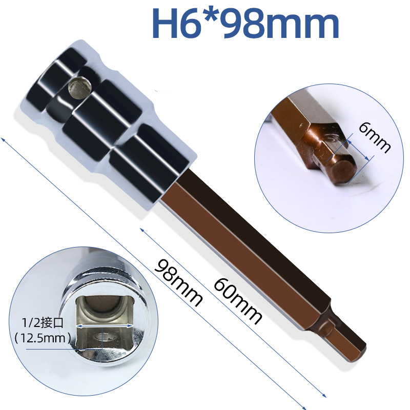 Đầu Lục Giác Thép S2 Dài 100mm VITO Chân Bulong 1/2 Inch Thép CR-V