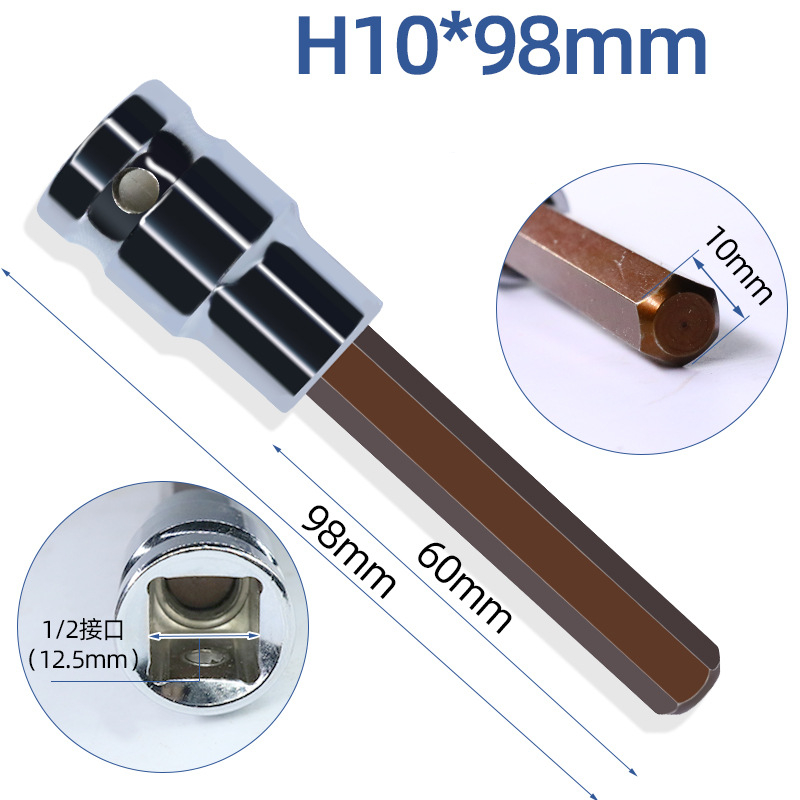 Đầu Lục Giác Thép S2 Dài 100mm VITO Chân Bulong 1/2 Inch Thép CR-V