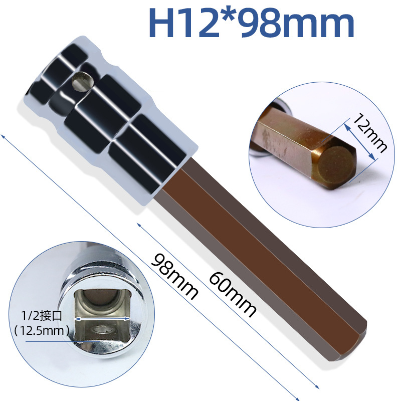 Đầu Lục Giác Thép S2 Dài 100mm VITO Chân Bulong 1/2 Inch Thép CR-V