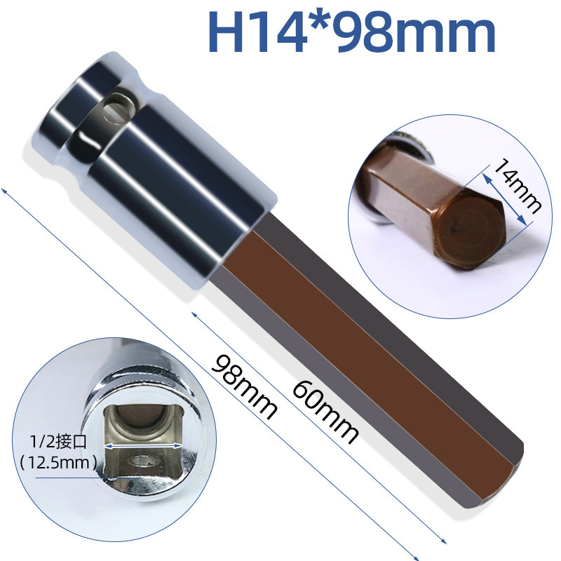 Đầu Lục Giác Thép S2 Dài 100mm VITO Chân Bulong 1/2 Inch Thép CR-V