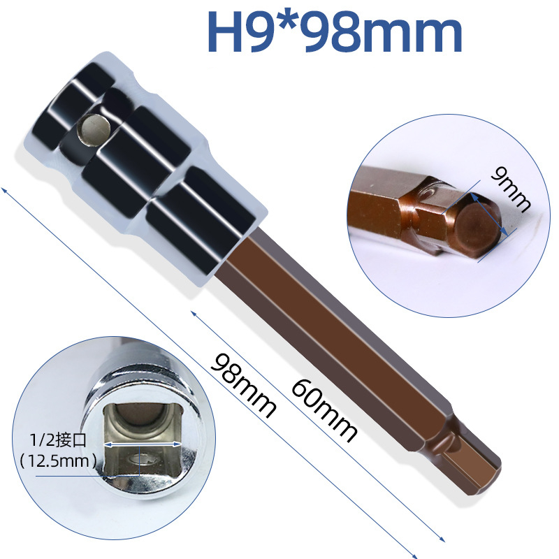 Đầu Lục Giác Thép S2 Dài 100mm VITO Chân Bulong 1/2 Inch Thép CR-V