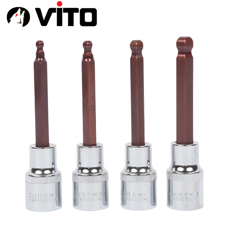 Mũi Vít Lục Giác Có Bi Chân Bulong 1/2 VITO Dài 100mm Gắn Máy Siết Bulong, Tay Khẩu Thép CR-V