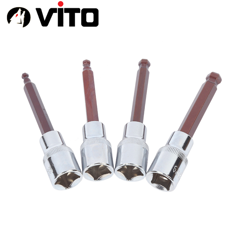 Mũi Vít Lục Giác Có Bi Chân Bulong 1/2 VITO Dài 100mm Gắn Máy Siết Bulong, Tay Khẩu Thép CR-V