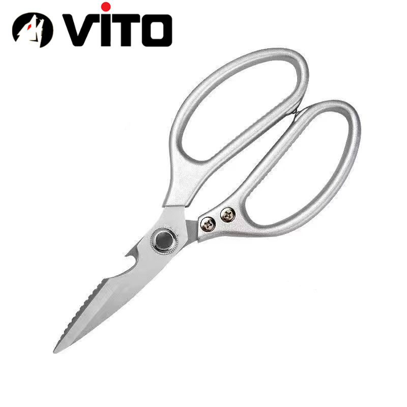 Kéo Bếp Cắt Gà, Thịt, Rau Củ, Mở Nắp Chai, Cạo Vảy Cá Chất Liệu Thép SK5 Siêu Bền Hàng VITO Nhập Khẩu