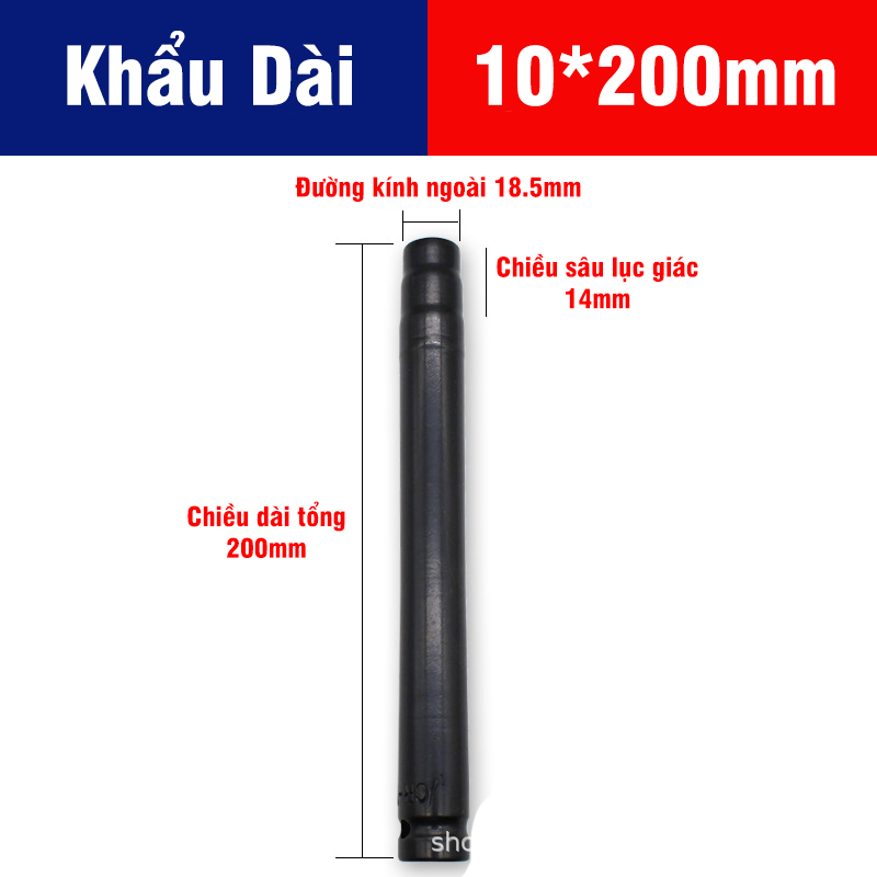 Tuýp Khẩu 14-32mm Dài 200mm VITO Chân 1/2 Inch Vặn Bulong, Đầu Bulong, Đầu Tiếp, Đầu Điếu Mạ Crôm