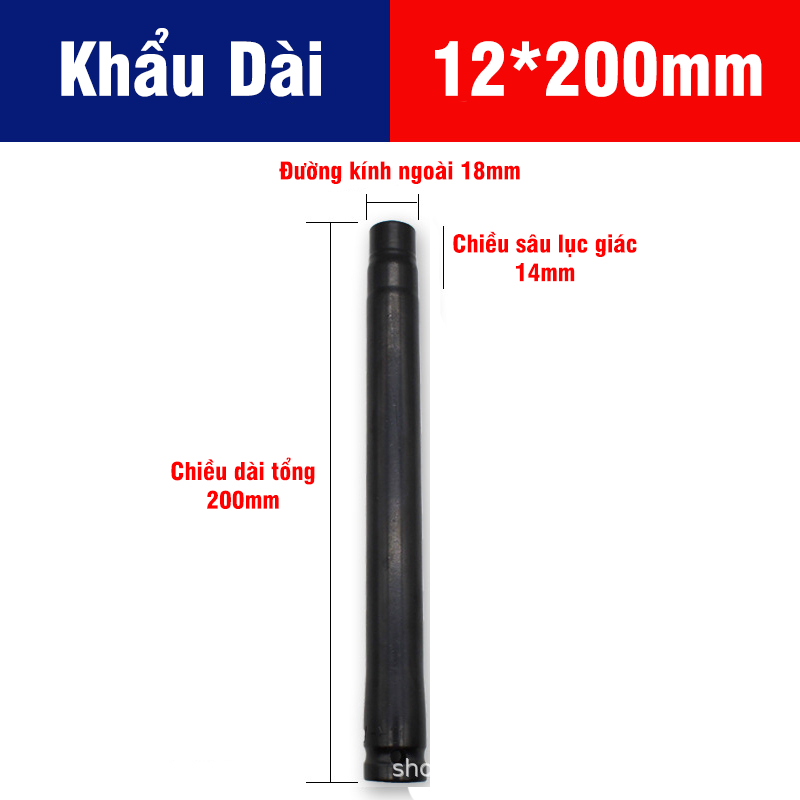 Tuýp Khẩu 14-32mm Dài 200mm VITO Chân 1/2 Inch Vặn Bulong, Đầu Bulong, Đầu Tiếp, Đầu Điếu Mạ Crôm