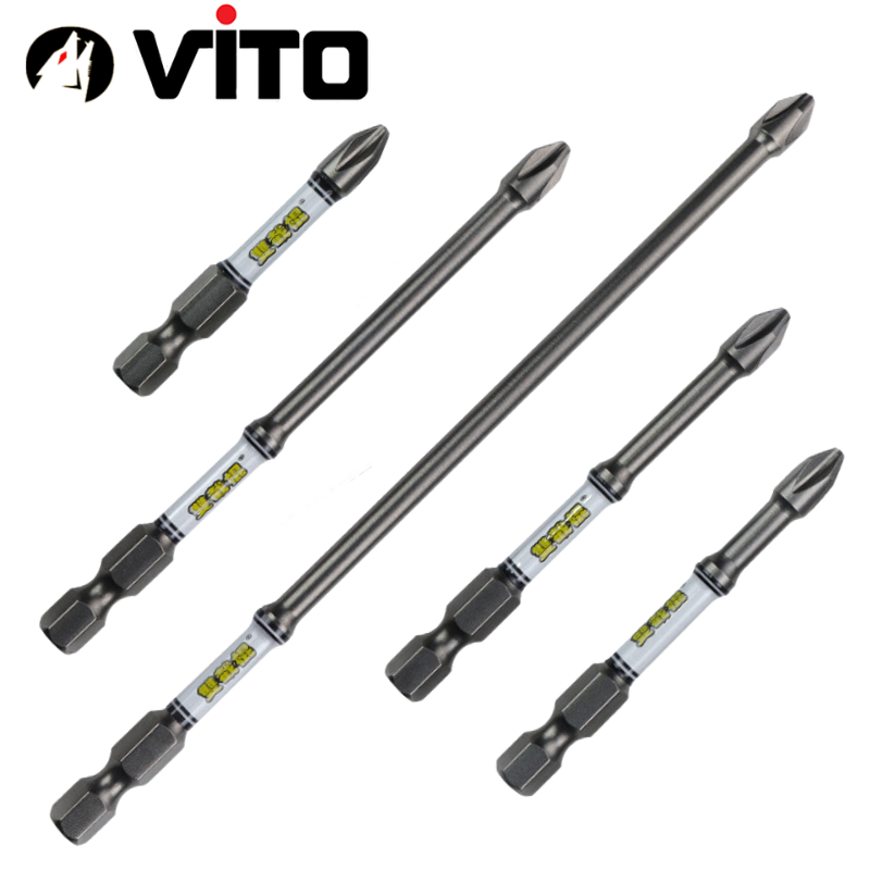 Mũi Bắn Vít Đầu Bake Chữ Thập PH2 Thép D2 Công Nghiệp Siêu Cứng VITO Từ Tính Cao Chân Lục Giác Ngắn