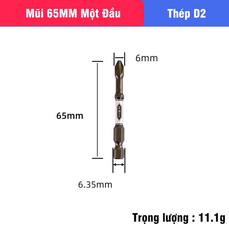 Mũi Bắn Vít Đầu Bake Chữ Thập PH2 Thép D2 Công Nghiệp Siêu Cứng VITO Từ Tính Cao Chân Lục Giác Ngắn