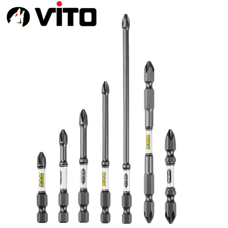 Mũi Bắn Vít Đầu Bake Chữ Thập PH2 Thép D2 Công Nghiệp Siêu Cứng VITO Từ Tính Cao Chân Lục Giác Ngắn