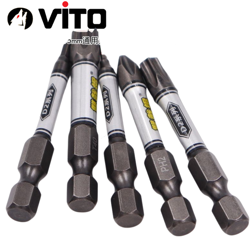 Bộ 10 Mũi Bắn Vít Dài 50mm Thép D2 Công Nghiệp Siêu Cứng VITO Từ Tính Cao Chân Lục Giác Ngắn