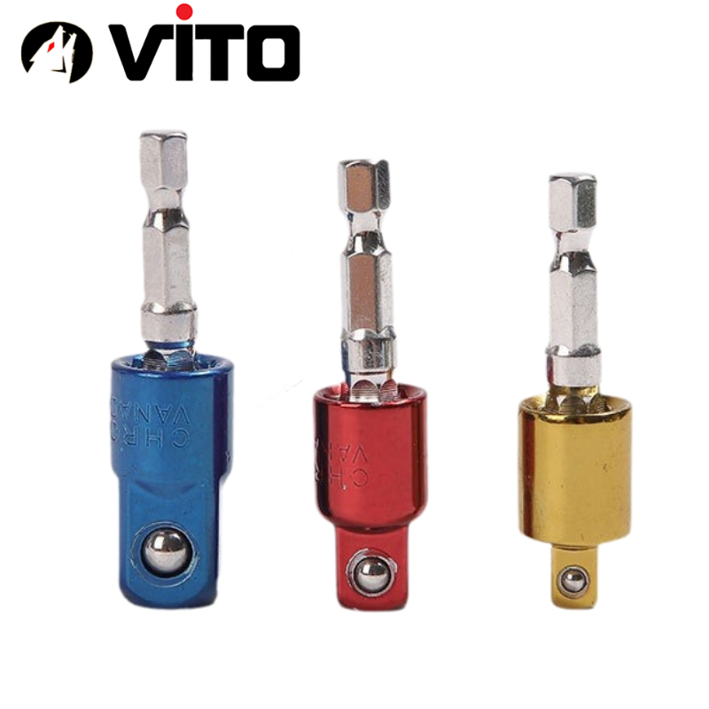 Combo 3 Đầu Chuyển Chân Lục Giác Bắn Vít Sang Khẩu Bulong Lắc Léo 1/4" 3/8" 1/2" VITO Gắn Cho Máy Khoan, Máy Bắn Vít