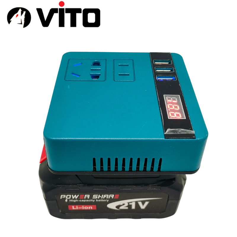 [KHÔNG KÈM PIN] Đế Chuyển Đổi Lên Điện 220V Dùng Cho Pin Chân MAKITA MILWAUKEE DEWALT 18V 20V 21V VITO Công Suất 100W