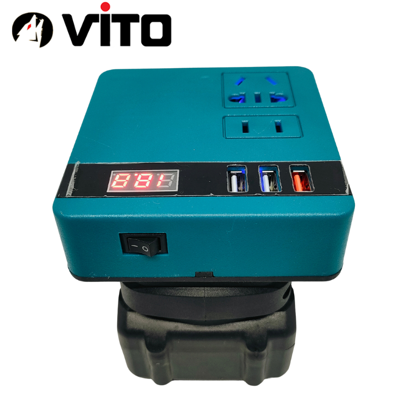 [KHÔNG KÈM PIN] Đế Chuyển Đổi Lên Điện 220V Dùng Cho Pin Chân MAKITA MILWAUKEE DEWALT 18V 20V 21V VITO Công Suất 100W