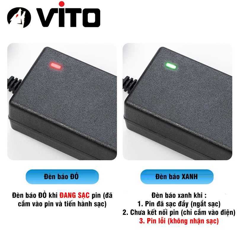 Sạc Pin 2S 8.4V 1A 2A Dùng Cho Pin Li-ion 3.7V VITO Có Đèn Báo Đầy