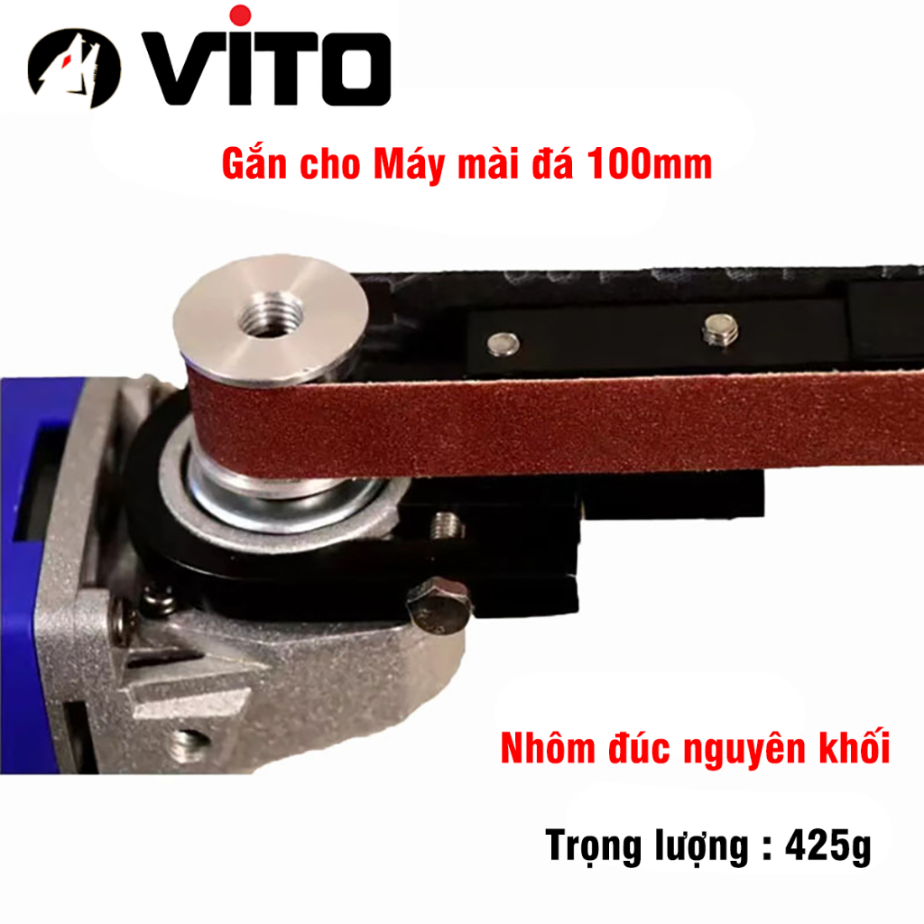 Bộ Dụng Cụ Chuyển Đổi Máy Mài Góc M10 M14 Sang Chà Nhám Băng VITO Dùng Dây Đai Mài Giáp Dây Mini