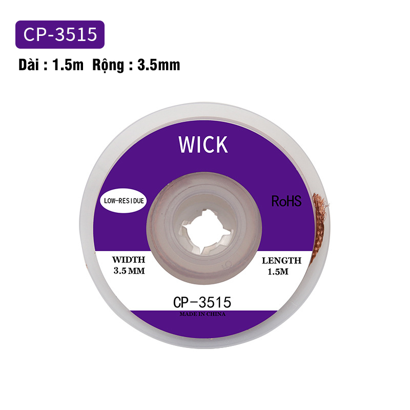 Cuộn Dây Hút Thiếc Hàn Chì Điện Tử Dài 1.5m VITO Các Kich Thước 2mm 2.5mm 3mm 3.5mm Đan Từ Sợi Dây Đồng Cáp Điện AWG