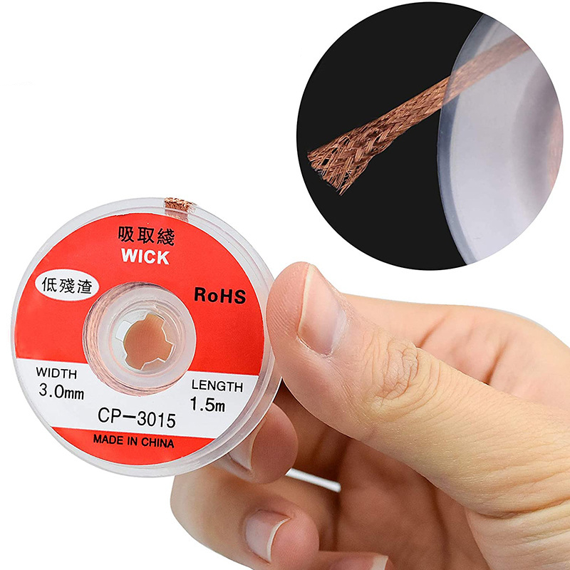 Cuộn Dây Hút Thiếc Hàn Chì Điện Tử Dài 1.5m VITO Các Kich Thước 2mm 2.5mm 3mm 3.5mm Đan Từ Sợi Dây Đồng Cáp Điện AWG