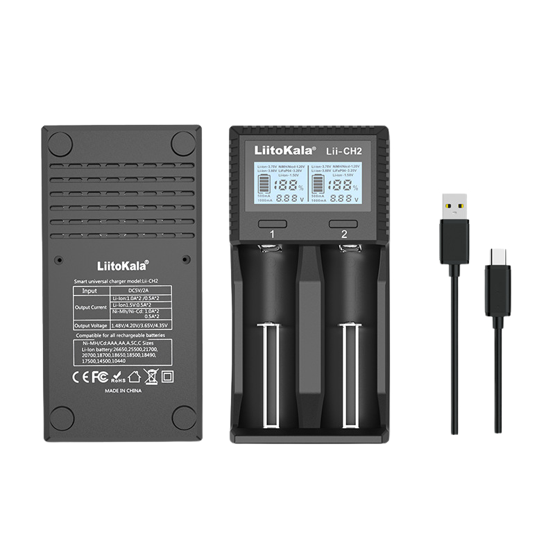 Bộ Sạc Pin LiItoKala Lii-CH2 1.5V/ 1.2V/ 3.2V Test Dung Lượng Nguồn Vào 5V 2A Type C