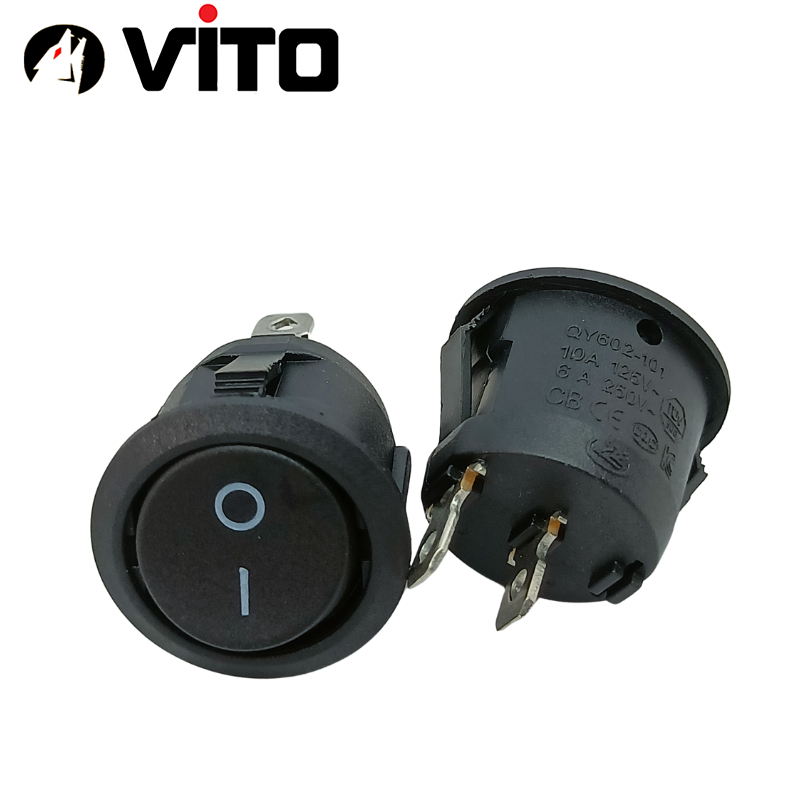 Công Tắc Bập Bênh KCD11 2 Chân Kích Thước 10x15mm 250V 3A VITOMàu Đen