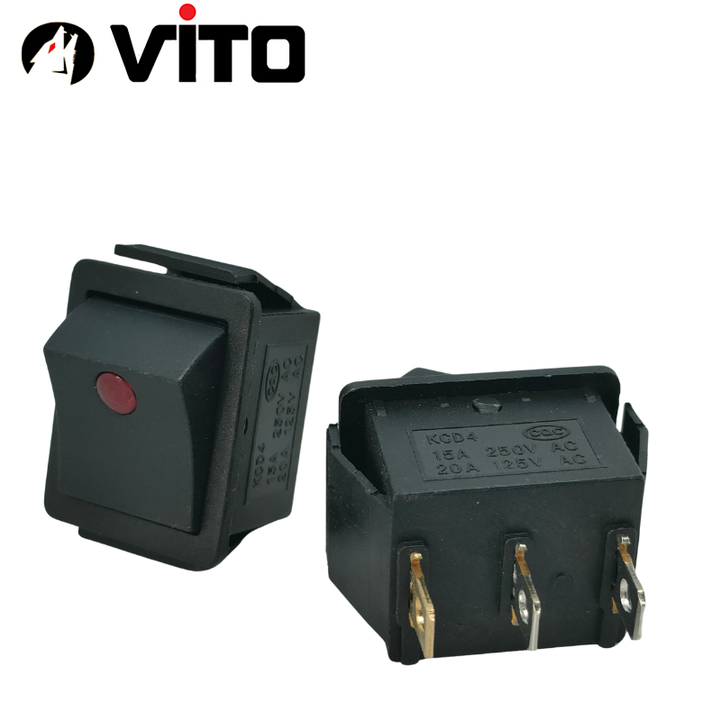 Công Tắc Bập Bênh KCD11 2 Chân Kích Thước 10x15mm 250V 3A VITOMàu Đen