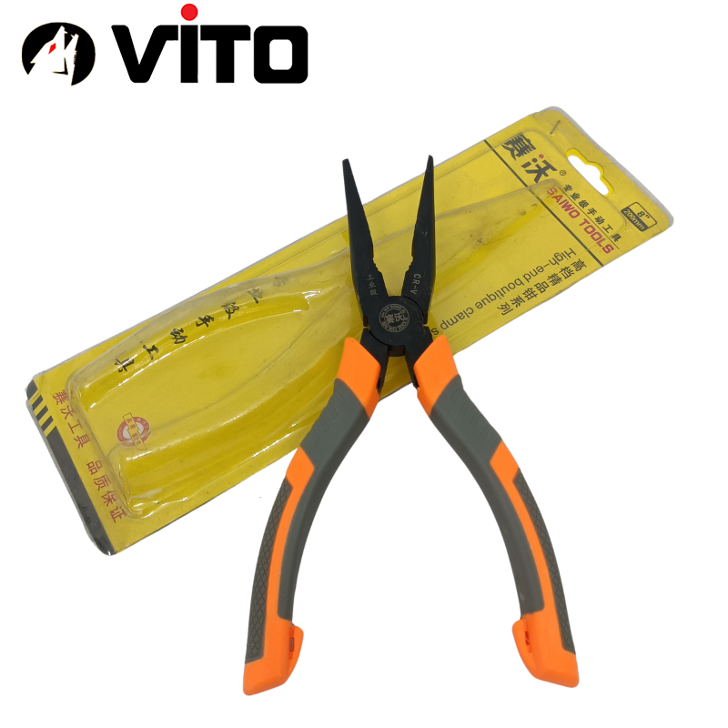 Kìm Nhọn Mỏ Dài, Kìm Bẹt Thép CR-V Cán Bọc Cao Su Hàng VITO Nhập Khẩu