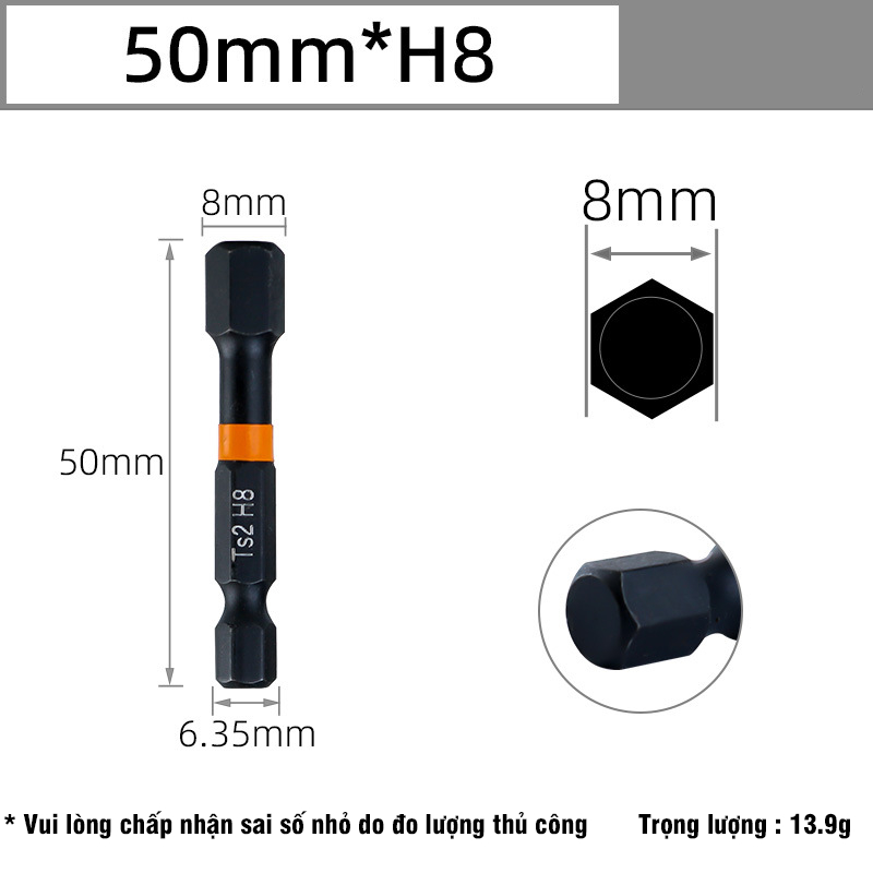 Mũi Vít Lục Giác 6 Cạnh Có Từ Tính VITO Dài 50mm 100mm Kích Cỡ H1.5 H2 H2.5 H3 H4 H5 H6 Thép Đen Độ Cứng Cao