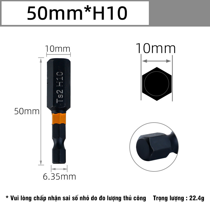 Mũi Vít Lục Giác 6 Cạnh Có Từ Tính VITO Dài 50mm 100mm Kích Cỡ H1.5 H2 H2.5 H3 H4 H5 H6 Thép Đen Độ Cứng Cao