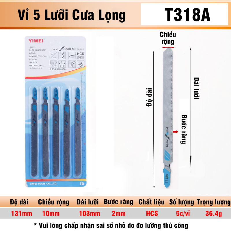 Bộ 5 Lưỡi Cưa Lọng T244D, T127D, T111C, T144D VITO Chất Liệu Thép Carbon Cưa Gỗ, Nhựa