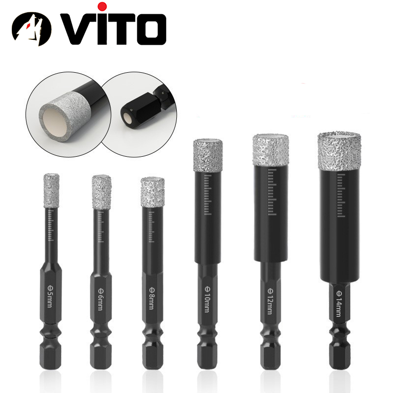 Mũi Khoan  Khoét Kính, Gạch Men, Đá Hoa, Thủy Tinh Khoan Khô VITO Đa Năng Chuôi Lục Giác 6.3mm 5-16mm