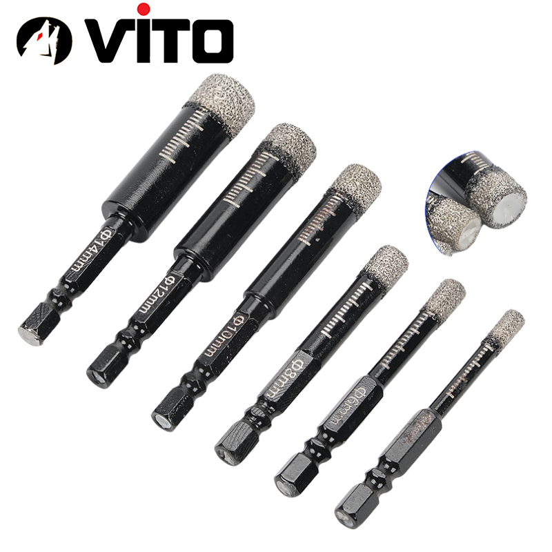 Mũi Khoan  Khoét Kính, Gạch Men, Đá Hoa, Thủy Tinh Khoan Khô VITO Đa Năng Chuôi Lục Giác 6.3mm 5-16mm