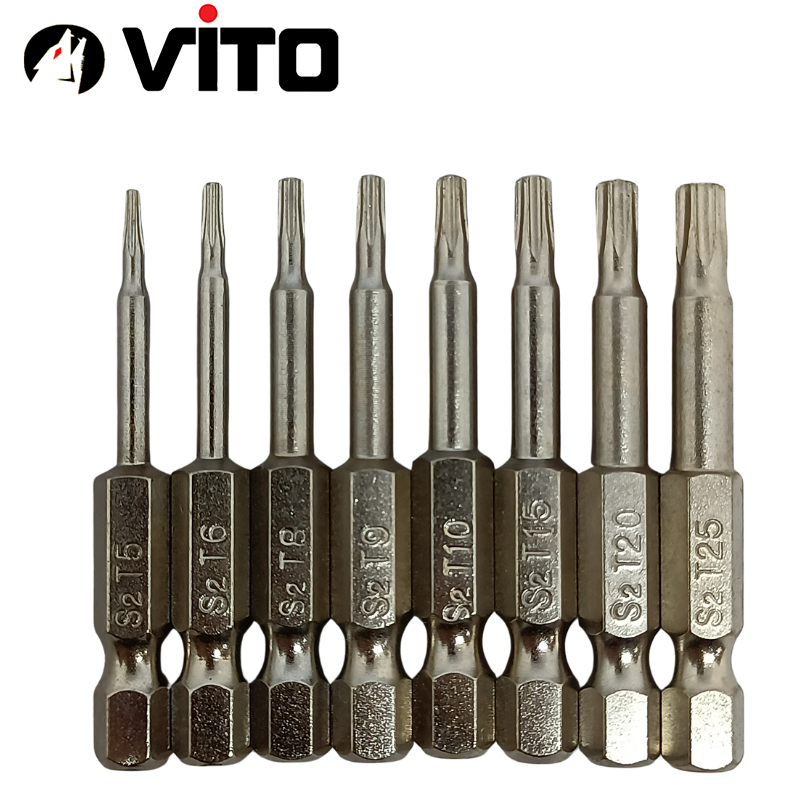 Bộ Mũi Vít Hoa Thị Có Lỗ Chân Lục Giác VITO Thép S2 Nhiều Kích Thước