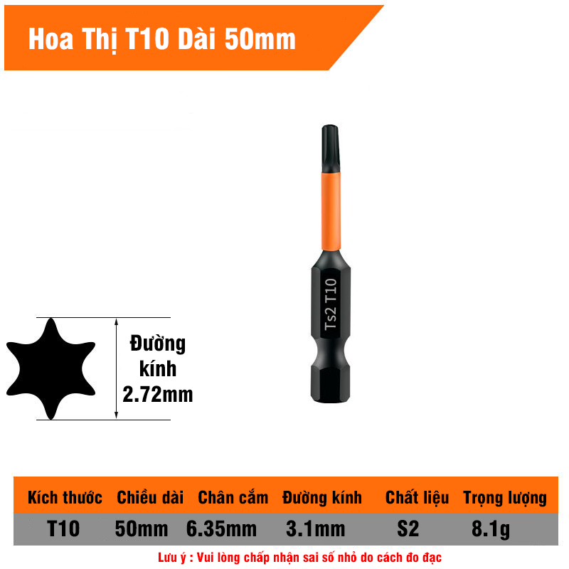 Mũi Vít Hoa Thị Chân Lục Giác Không Lỗ VITO Thép TS2 Đen Chắc Chắn