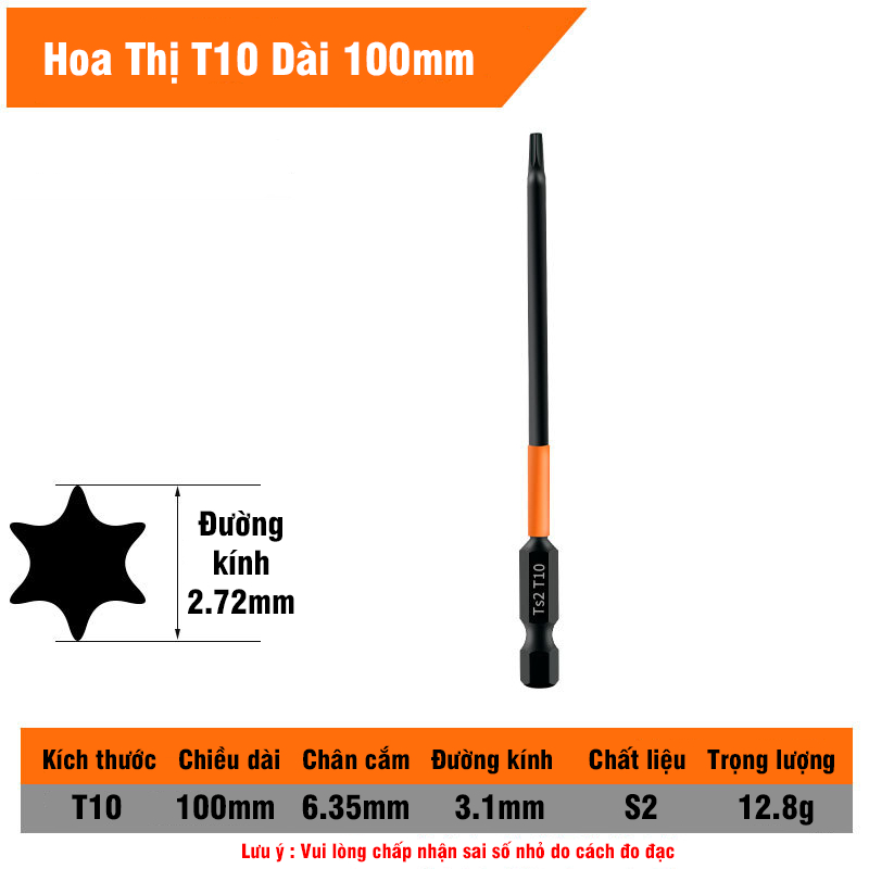 Mũi Vít Hoa Thị Chân Lục Giác Không Lỗ VITO Thép TS2 Đen Chắc Chắn