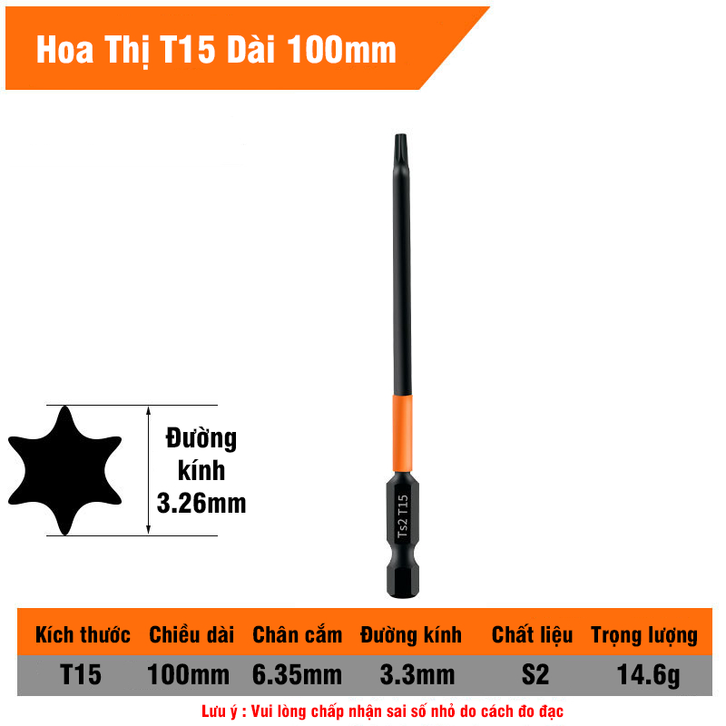 Mũi Vít Hoa Thị Chân Lục Giác Không Lỗ VITO Thép TS2 Đen Chắc Chắn